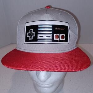 Nintendo NES Controller Hat Snapback Adjustable Flat Bill Baseball Cap Gray Red